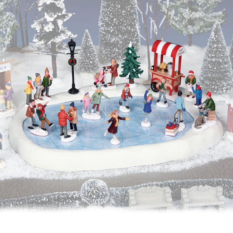 Lemax, Christmas Village with Skates Pond Clay with 4.5V Adapter