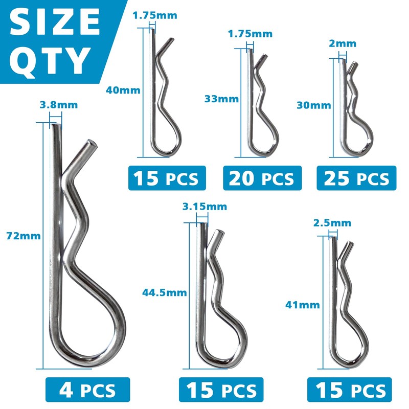 202PCS Hitch Pins Clip Pins, Linch and PTO Pins for