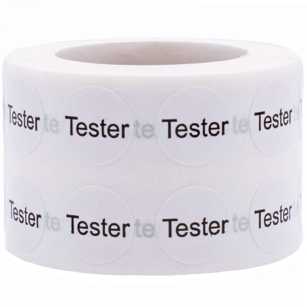 White Tester Stickers, 1/2 Inch Round, 1000 Labels on a