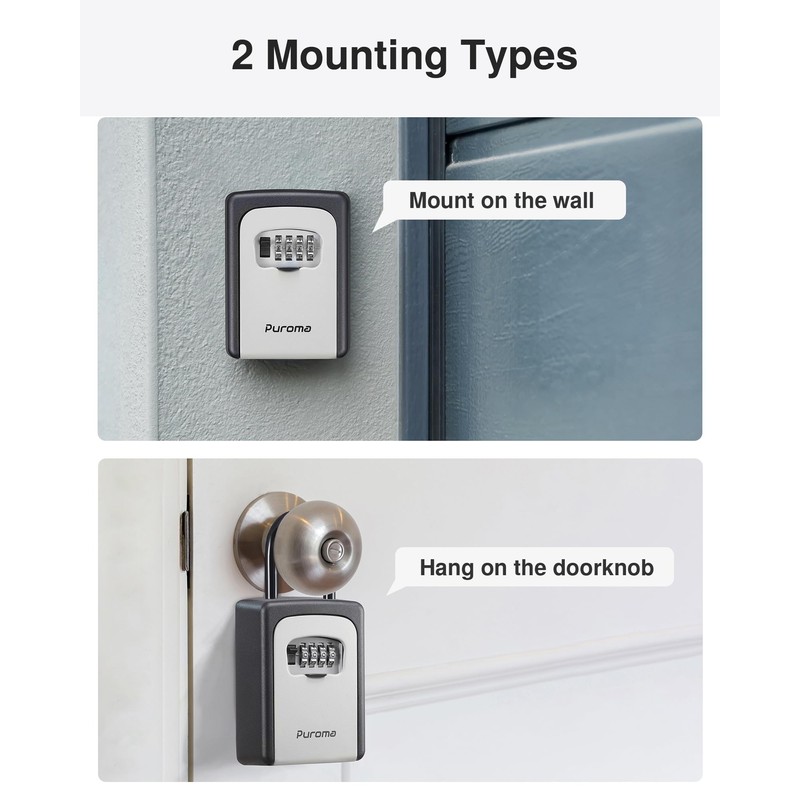 Puroma Lock Box, Large Key Lock Box Resettable Combination Code