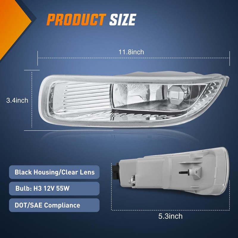 Nilight Fog Lights Assembly Compatible with 2003 2004 Toyota Corolla