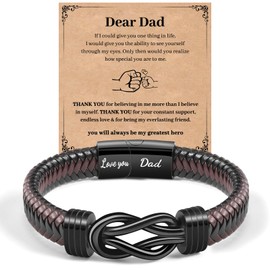 CheersLife Father Day Gift from Daughter Son,Men's Bracelet Daddy Gifts - Leather Bracelet Love You Dad Quote Engraved Jewellery for Dad Father from Daughter Son, Gift for Birthday Christmas