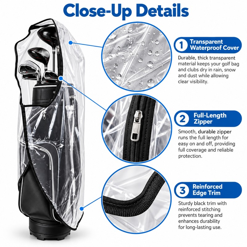 Waterproof Golf Bag Rain Cover for Club Protection – Zippered