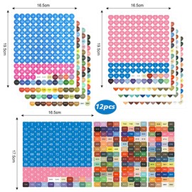 GIDWRIY 12 Stück Diamond Painting Aufkleber Nummern,Zahlenaufkleber Klein,Dosen Aufkleber Aufbewahrungsbox,Zahlen sticker Bunt,Painting Diamantmalerei-Etiketten,Selbstklebende Sticker für Sortieren