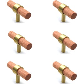 SYZOW Pack of 6 Wooden Handles for Cupboards Cabinet Handles Beech Wood Handles for Kitchen Cabinets Cabinet Handles Door Handles Drawer Handle Bumper Handle