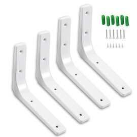 Hardbase Metal Shelf Bracket, L-Shaped Metal Fittings, Right Angle Integral Shaping, White, Set of 4, 7.9 x 5.9 x 1.2 inches (200 x 150 x 30 mm), Load Capacity 154.3 lbs (70 kg), Wall Hanging Shelf