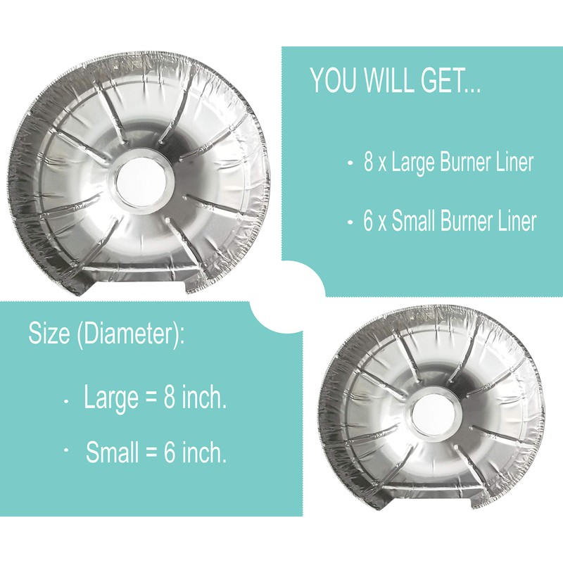 14 Pieces - Electric Stove Aluminum Foil Burner Liners -