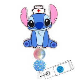 Horee Nurse Badge Reel, Cute Badge Holder Retractable with ID Clip for Nurse Accessories for Work, Funny RN Badge Holder Reels with Swivel Alligator Clip (Nurses Blue)