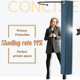 HIYOUGO Fitting Room Kit, Clothing Store Dressing Room, Corner Changing Room with Black U Rod and Thick Blackout Curtains, Fashion Privacy Shelter Tend Cabana (Color : Black, Size : 95cm)