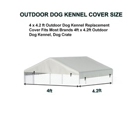 H-kenan 4 x 4.2 ft Outdoor Dog Kennel Cover Made from 600D Heavy Duty Waterproof Oxford Fabric Outdoor Dog Kennel Replacement Cover beige（Without cage top Frame）