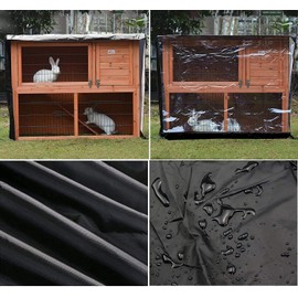 COOSOO Rabbit Hutch Cover Universal Double Hutch Cover for 48" Waterproof Dustproof 420D Oxford Fabric Hutch Cover for Rabbit,Guinea Pig,Hamster Kitten Pets House Accessories in Winter