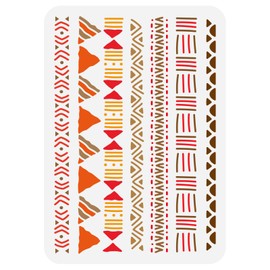 FINGERINSPIRE Mudcloth Elements Pattern Stencil 21x29.7cm Tribal Borders Drawing Template African Boho Floral Frame Stencils for Painting on Wood Wall Fabric Paper Furniture