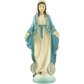 PlentifulHome Bleesed Virgin Mary Statue Catholic Our Lady of Grace Tabletop Figurine Small (4.84 Inch Tall)