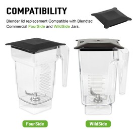 Blender Jar Lid Replacement for Blendtec Commercial Blender Wildside & Fourside Jars, Soft Rubber Blender Lids Contains No-Vents - Used to Prevent Spatter During Blending, Black (1 Piece)