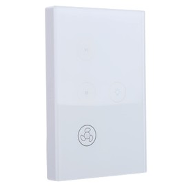 Touch Fan Switch, Smart WiFi Air Fan Lamp Touch Switch, Tempered Glass Panel Wall Touch Switch Voice Control Compatible for Google Home (White)