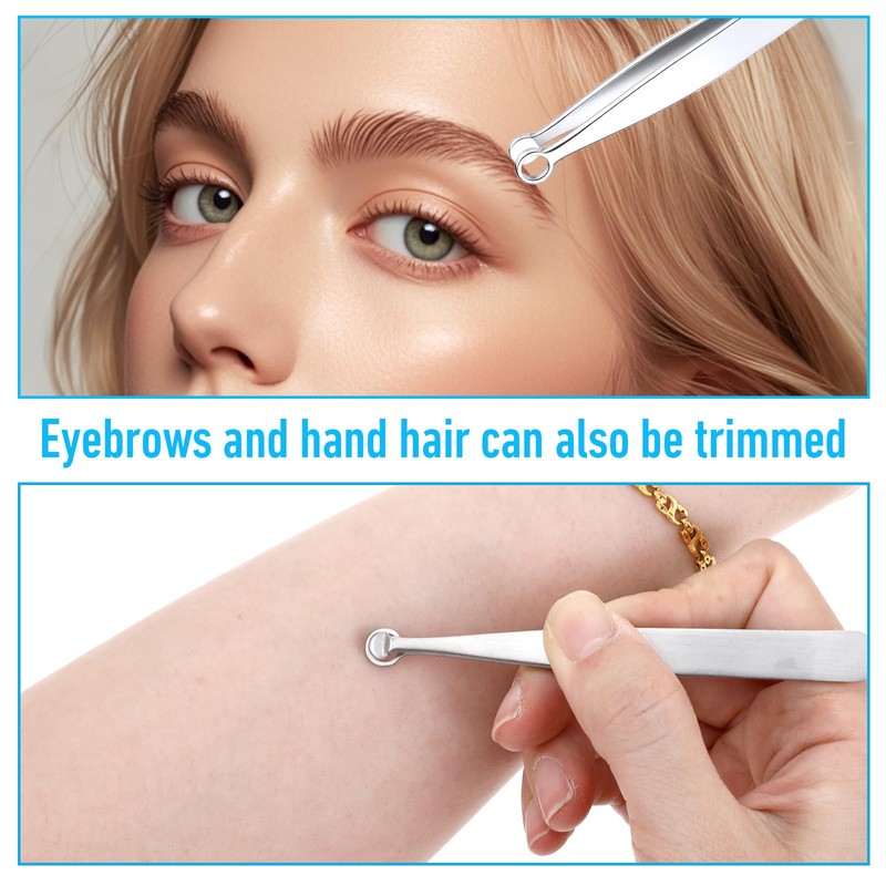 2Pcs Universal Nose Hair Trimming Tweezers, Round Tip Tweezers, Stainless