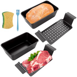 STARVAST 2 Pack Pullman Loaf Pan, 1 lb Non-Stick Corrugated Carbon Steel Bread Loaf Pans for Homemade Bread Sandwich & Toast Oven Baking, Carbon Steel Toast Box