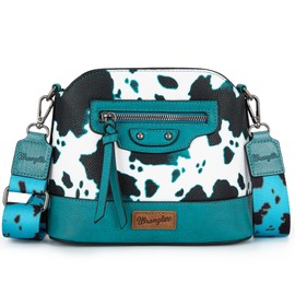 Wrangler Cow Print Crossbody Bag for Women Western Cross Body Purse with Signature Strap WG133-213LTQ