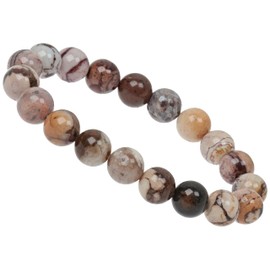 ELEDORO Stretch Bracelet Made of Genuine Gemstone Beads 10 mm for Energy and Harmony (Cappuccini Jasper), Gemstone, Cappuccini Jasper