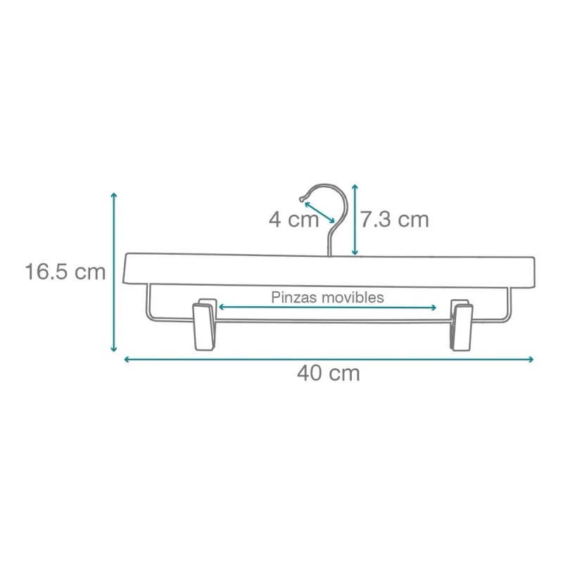 Exhivit Gancho De Madera Con Pinza Ajustable Corrediza Paq C/20