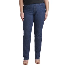 JAG Jeans Women's Peri Mid Rise Straight Leg Pull-on Jeans, Ink Au419, 10
