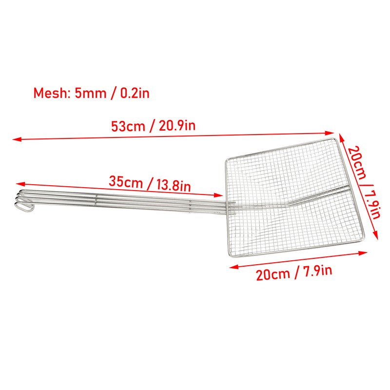 Stainless Steel Square Strainer Skimmer Ladle for Cooking Frying Kitchen