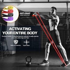 Resistance Bands Set(Set of 6), 4 Strengths Pull Up Bands for Men and Women,Workout Bands for Fitness Handles Training Resistance Band Yoga. ﻿