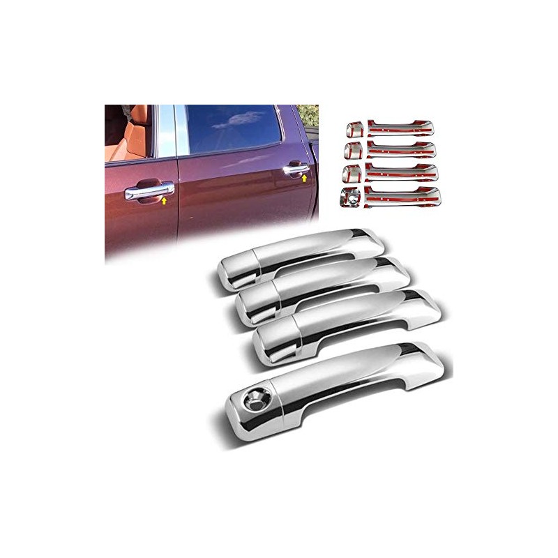 Overun 3-Layers Shiny Chrome Plated 4-Door Handle Overlay Covers Designed