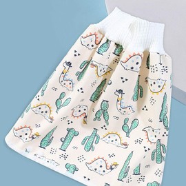 Magik Waterproof Cotton Training Pants Cloth Diaper Skirts Baby Toddler Night Time Sleeping Potty Training (Cactus&Dinosaur, L for 4-8T)