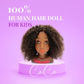 My Doll, 100% Human Hair Styling Head Doll Toy + Stand (Toffee)