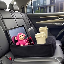 Forzaddik Car Back Seat Organizer，Backseat Cup Holder，Car Cup Holder for back seat，Rear Seat Console Organizer for Truck, Minivan, SUV, RV Holds Drinks,Wallets,Phones