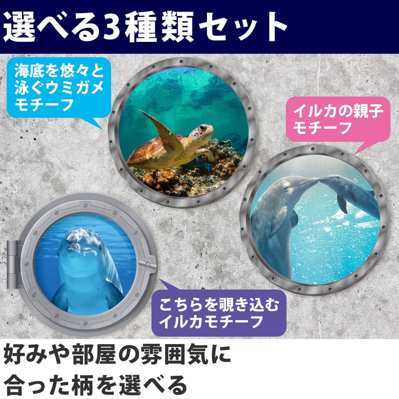 HAMILO Dolphin Sea Turtle Wall Stickers Interior Sea 3 Types
