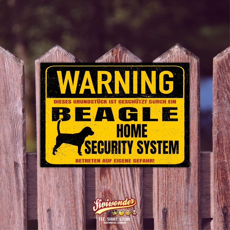 Beagle English Beagel Dog Sign Warning Security System Door Sign
