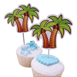 Various Fun Designs of Tropical Coconuts/Hibiscus/Pineapples Cupcake Toppers for Birthday/Events/Party sets of 12… (Coconut Tree)