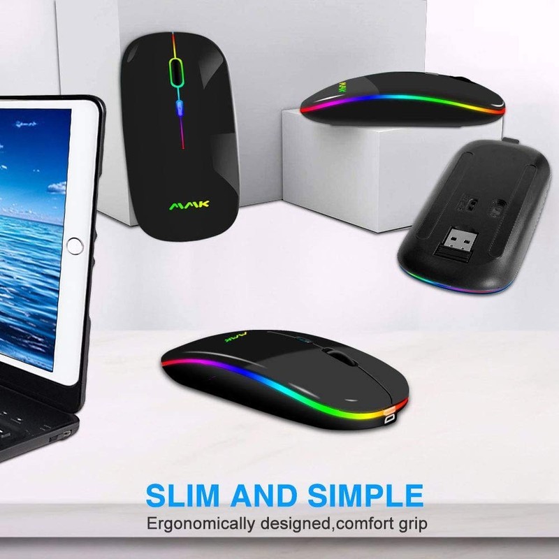 Wireless Bluetooth Mouse Slim Mouse USB Portable 2.4G LED Mouse