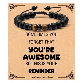 Inspirational Bracelets for Men Tiger Eye Bracelets Pulseras Para Hombres Christian Gifts for Men Son Graduation Anniversary Valentine's Day Christmas Sometimes You Forget That You Are Awesome Gifts