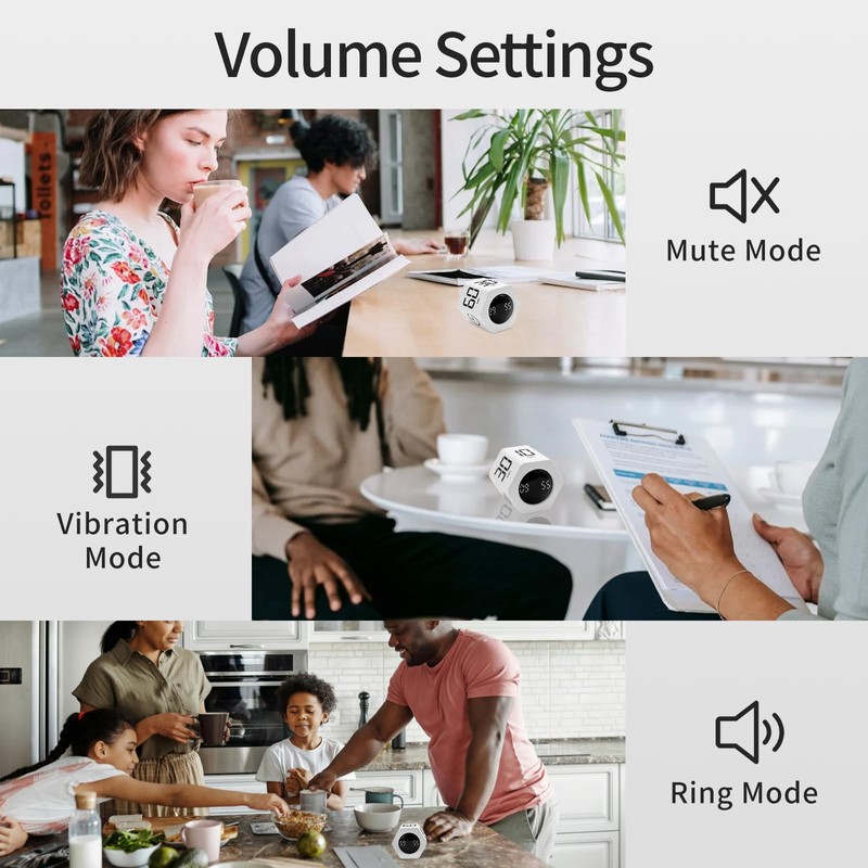 LUCKY TIME Productivity Pomodoro Timer,Hexagon Cube Timer,1/5/10/30/60 Minutes Countdown Timing,Sound