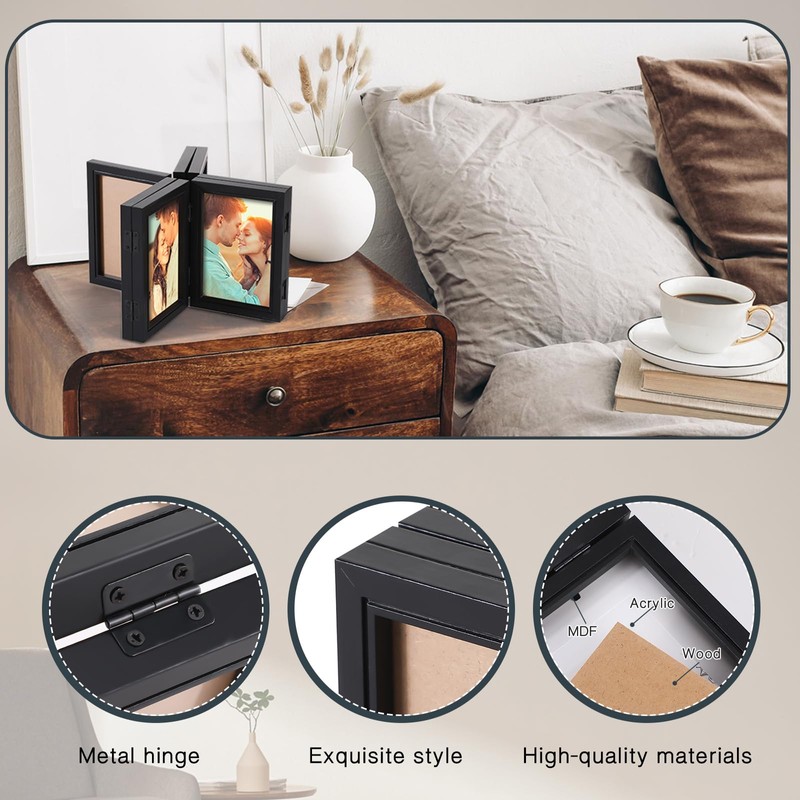 Sintuff 2 Pack 7 Folding 4x6in Hinged Picture Frame Foldable