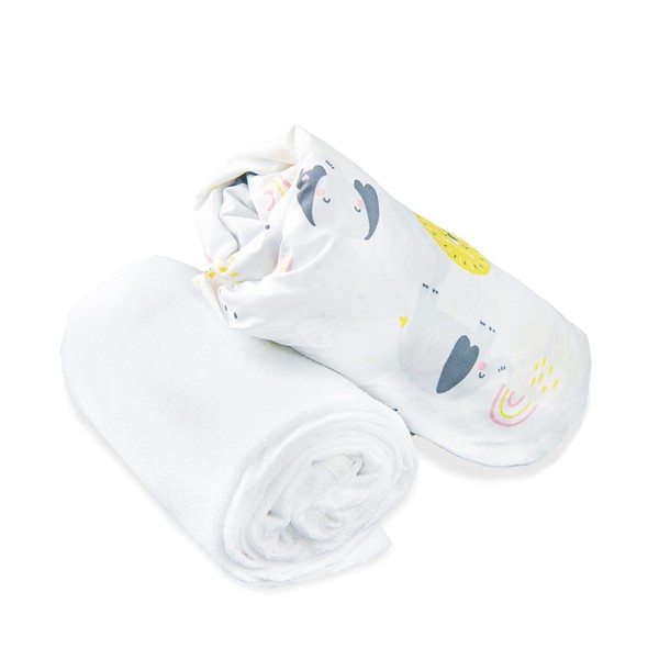 FlyIdeas Fitted Sheet 80 x 160 cm for Baby Cot,