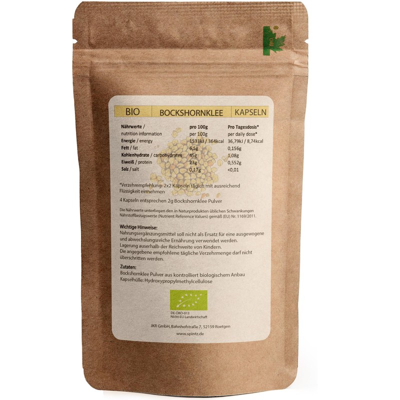 SPINTZ® 210 Organic Fenugreek Capsules from 100% Controlled Organic Cultivation