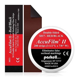 Accufilm II Double-Sided Occlusal Marking Film Pre-Cut Strip, 3-1/2" L x 7/8" W, Red/Black (280 Pre-Cut Double-Sided Strips)