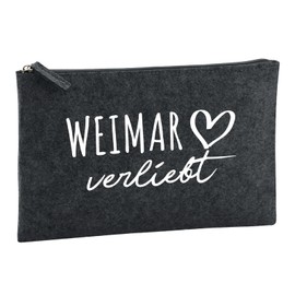 Huuraa Kulturbeutel Weimar verliebt Geschenk 1 Liter Charcoal Filz Weimar Geschenkidee
