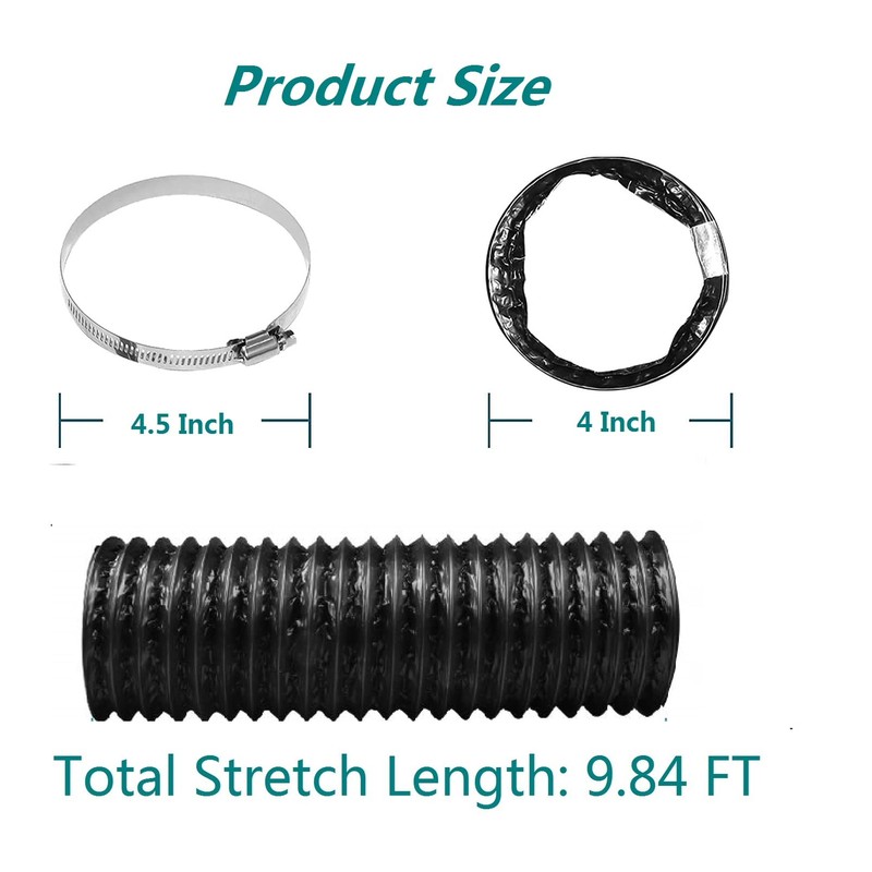 Dryer Vent Hose 4 Inch Air Duct 9.84 Feet Flexible