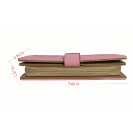 Jinweixb Ladies' long wallet with leaf pattern, multiple card slots, large capacity zipper closure, pink purple color, Pastel Violet, Fresh and Sweet