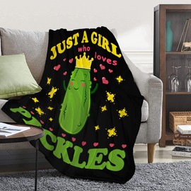 Pickle Blanket Funny Gift for Girl Women Comfy Plush-Just A Girl Who Loves Pickles Fleece Throws Food Lightweight Sheet Super Soft Toddler Kid Flannel Blankets for Bedding Sofa-50x60 Inches