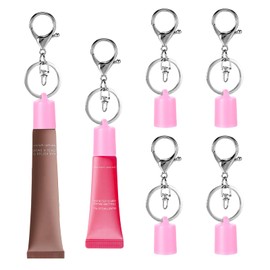 Hoohnnaa 4Pcs Lip Gloss Holder Keychain Cap for Summer Fridays, Lip Balm Holder Keychain Compatible with Summer Fridays & LANGIGE (Pink*4)