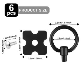 DASHUAIGE 6 Pieces Vintage Drawer Knobs Pulls Handles, Decorative Furniture Door Drawer Handles and Ring Pull with Screws for Cabinet Wardrobe Cupboard Dresser (Black)