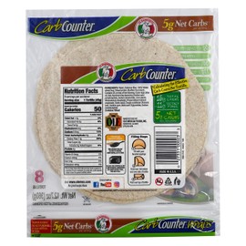 La Banderita Carb Counter | Whole Wheat Flour Tortillas | 8" Size | 8 Count Each Pack | (Pack of 12 per Case)