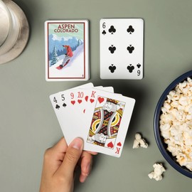 Lantern Press Downhill Snowboarder, Aspen, Colorado (52 Playing Cards, Poker Size Card Deck with Jokers)