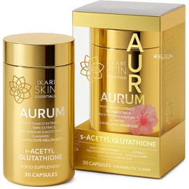 Aurum S-Acetyl Glutathione Capsules – 30 Count, Antioxidant Supplement for Skin Brightening, Cellular Health, and Daily Wellness Support